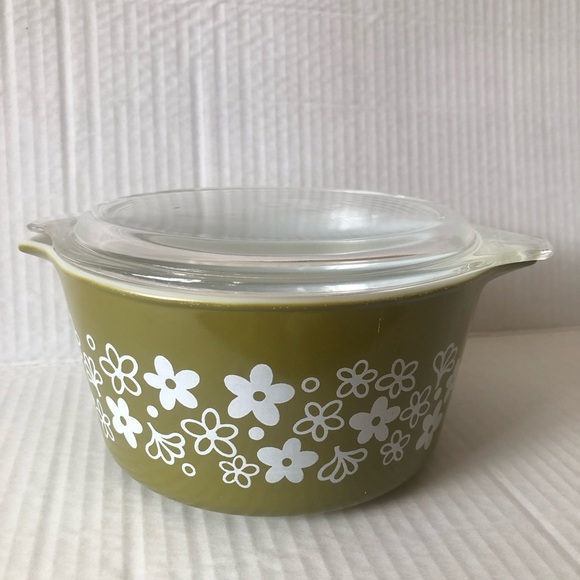 Retro Pyrex Crazy Daisy Spring Blossom Casserole With Lid 1 Qt #473 Corning - Picture 4 of 11